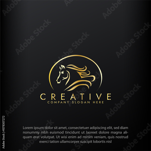 Horse Logo. horse head. Horse looks content Graphic Icon vector design  photo