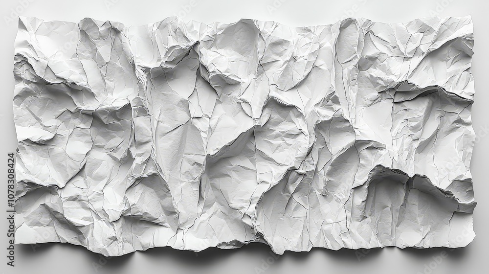 A crumpled piece of white paper with various textures and folds. A crumpled piece of white paper with various textures and folds.