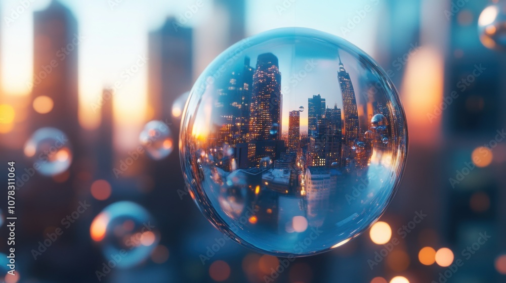 A city where each resident lives in a bubble that reflects their personality A city where each resident lives in a bubble that reflects their personality