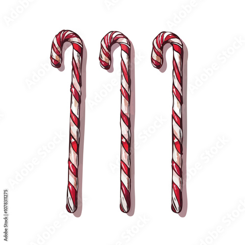 Simple flat 2D icon Christmas candy canes isolated on transparent background, vector, flat design, animation design, vector, flat design, animation design, simple flat 2D icon, minimalist, clipart