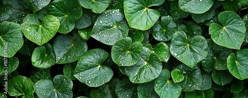 Vibrant Green Leaves with R...