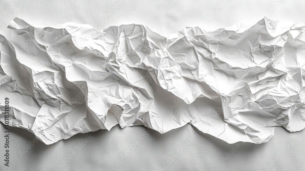 A crumpled sheet of white paper creating a textured, abstract visual effect. A crumpled sheet of white paper creating a textured, abstract visual effect.