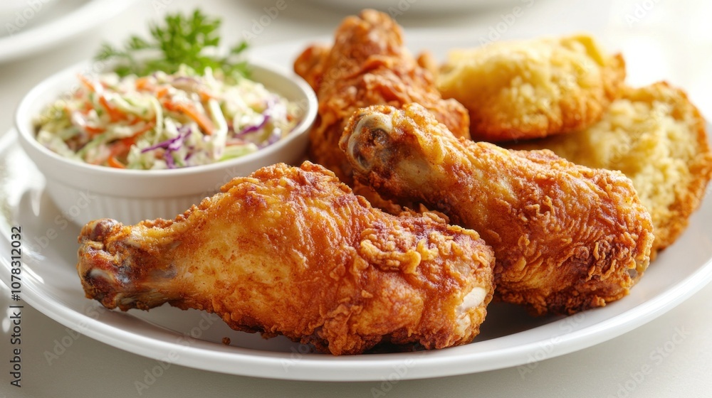 A classic fried chicken dish with crispy A classic fried chicken dish with crispy
