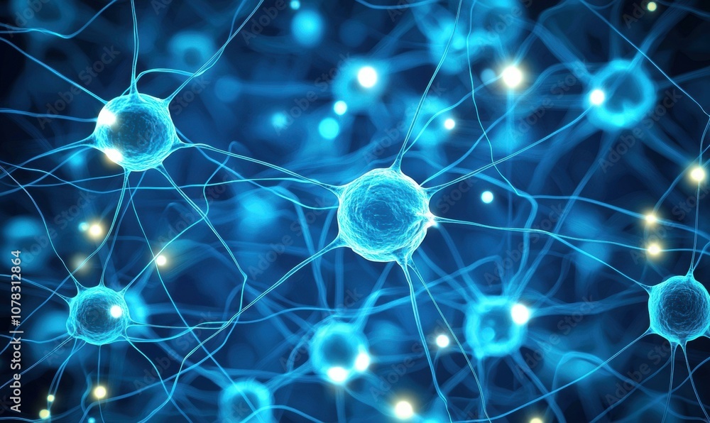 A close-up of a neuron's complex network. AI. A close-up of a neuron's complex network. AI.