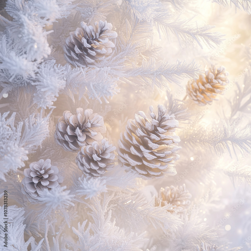 Illuminated by a warm glow, snowy pine cones and branches weave a captivating tale of winter wonder, evoking feelings of nostalgia and seasonal affection. Illuminated by a warm glow, snowy pine cones and branches weave a captivating tale of winter wonder, evoking feelings of nostalgia and seasonal affection.