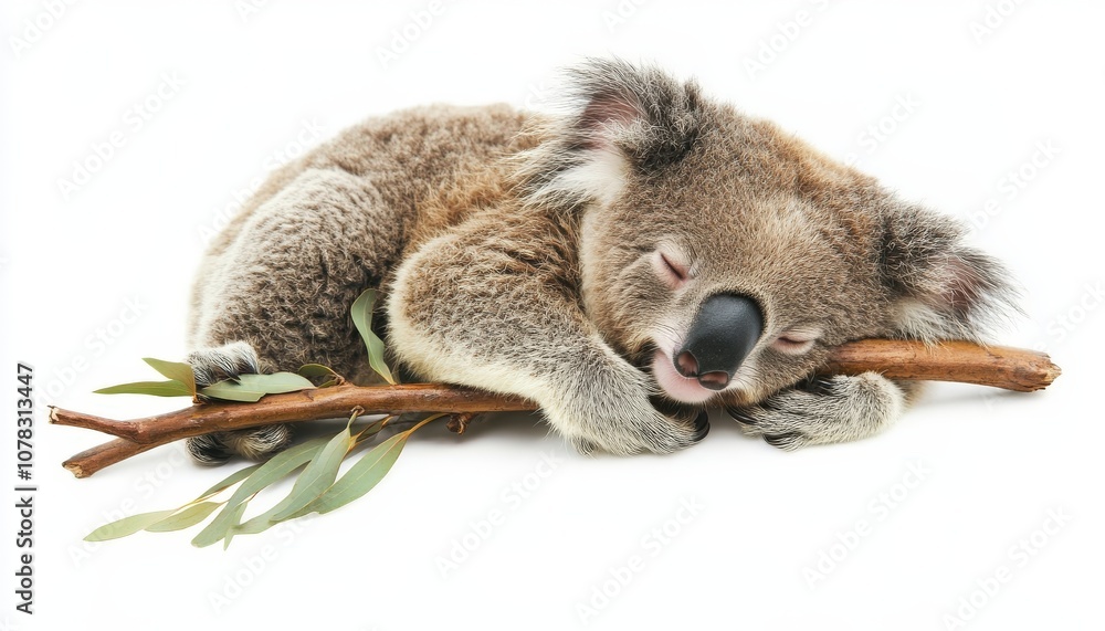 A peaceful koala resting on a branch, embodying tranquility and the beauty of wildlife in its natural state. A peaceful koala resting on a branch, embodying tranquility and the beauty of wildlife in its natural state.