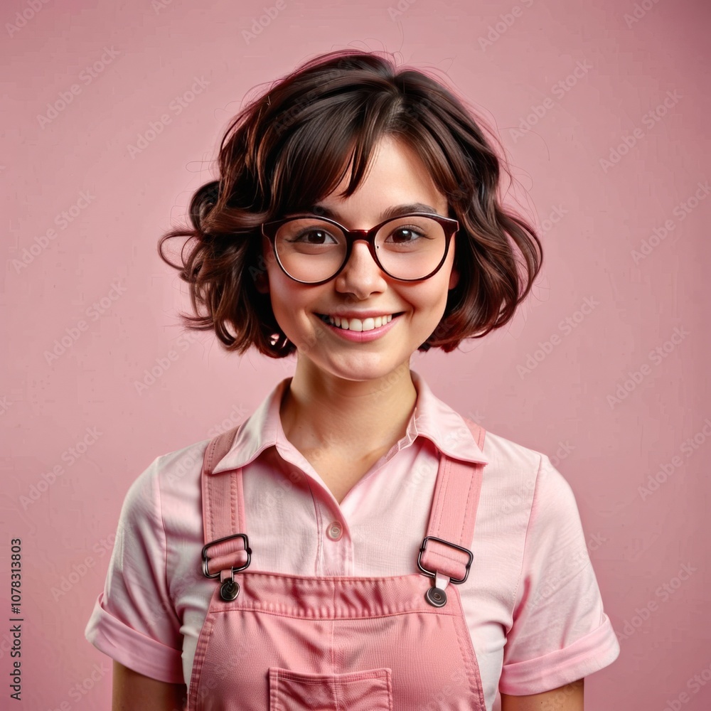 A 3D-rendered animated female character with a cheerful expression A 3D-rendered animated female character with a cheerful expression