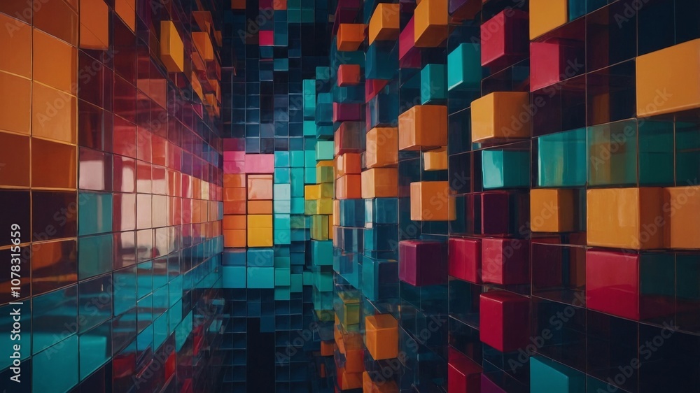 Colorful abstract depiction of customer journey with geometric design Colorful abstract depiction of customer journey with geometric design