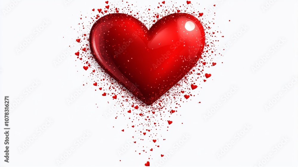 Heart with many small hearts surrounding it. The heart is red and the small hearts are white Heart with many small hearts surrounding it. The heart is red and the small hearts are white