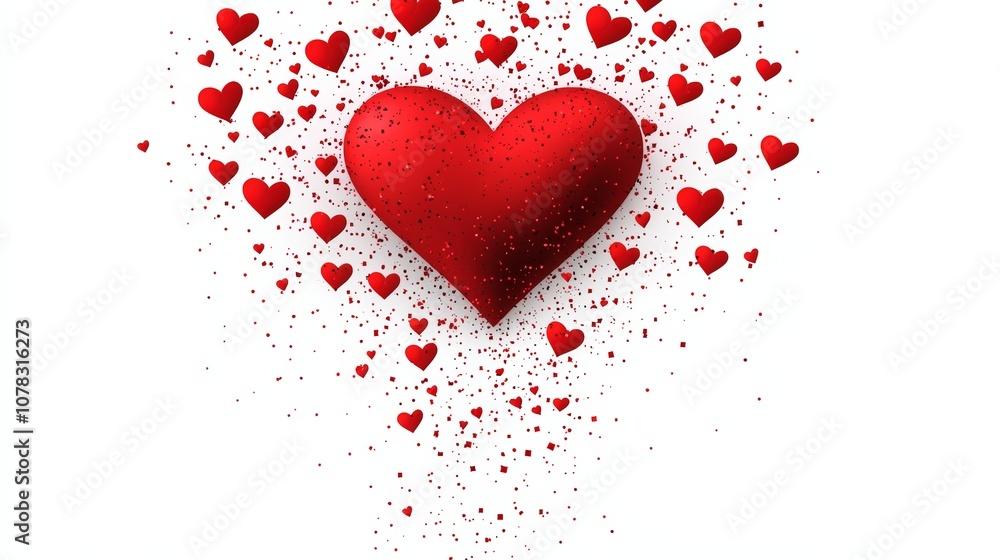 Heart with many other hearts surrounding it. The heart is red and the other hearts are also red Heart with many other hearts surrounding it. The heart is red and the other hearts are also red