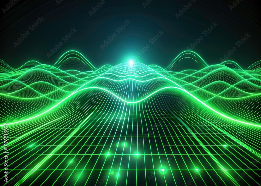 Wavy Green Neon Line Digital Technology Background - Futuristic Tech Design, Abstract Neon Art, Digital Waves, Green Glow, High-Tech Wavy Green Neon Line Digital Technology Background - Futuristic Tech Design, Abstract Neon Art, Digital Waves, Green Glow, High-Tech