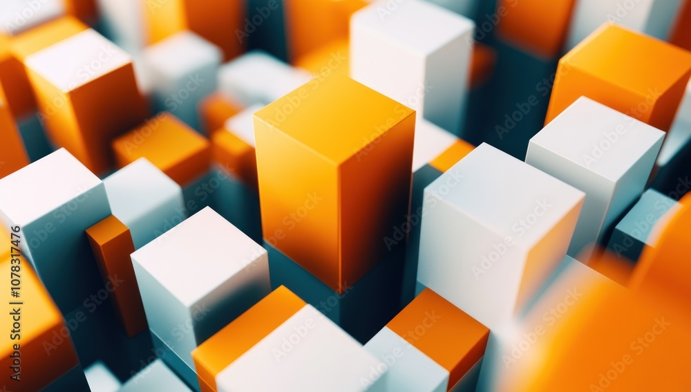 Abstract 3D Geometric Shapes in Orange and White Abstract 3D Geometric Shapes in Orange and White