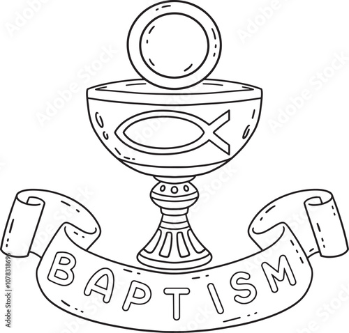 Baptism Chalice Isolated Coloring Page for Kids