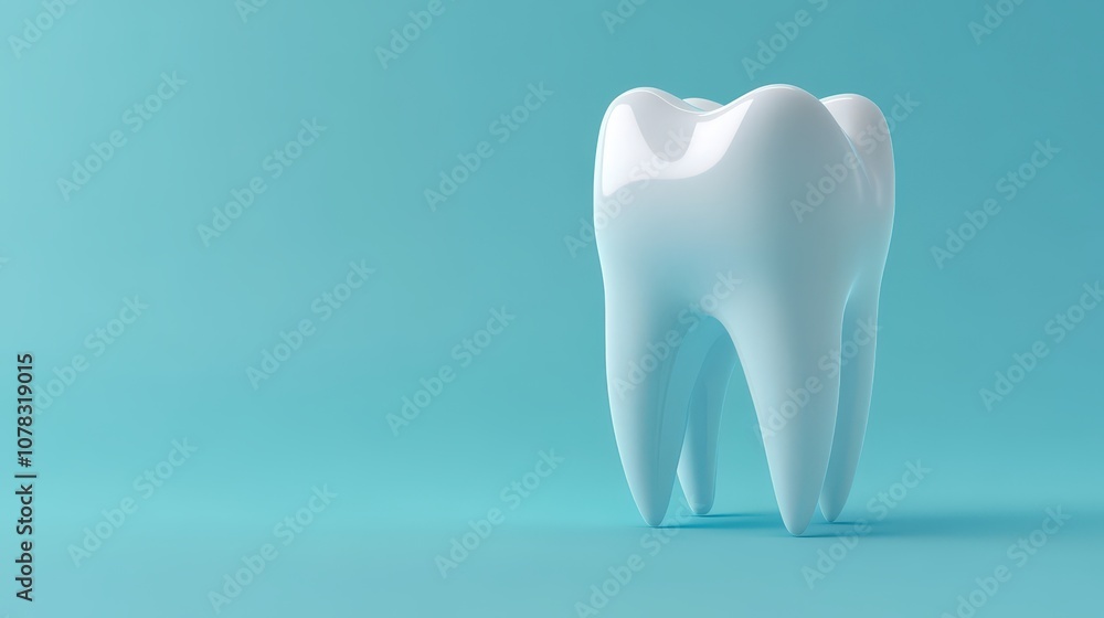 White Tooth Model Against a Light Blue Background White Tooth Model Against a Light Blue Background