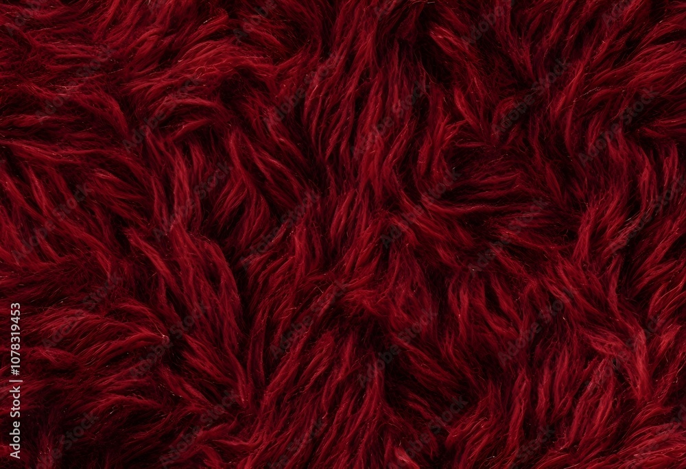 Naklejka premium Deep Red Plush Fabric Texture – Fuzzy, Warm Background for Cozy Holiday Design