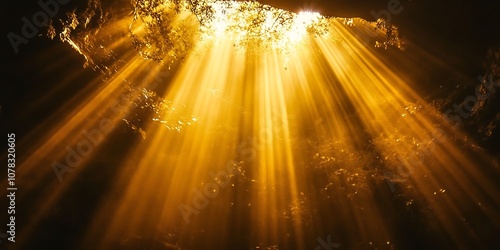 Golden light rays in a dark environment