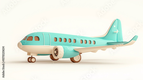 Wallpaper Mural Minimalist 3D-rendered airplane model in pastel colors with geometric shapes. Illustration with atmosphere vacation and travel. Torontodigital.ca