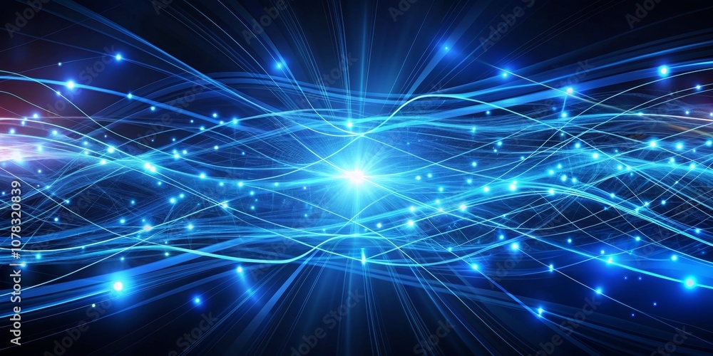 Abstract Digital Network Intertwined Blue Lines and Glowing Points Abstract Digital Network Intertwined Blue Lines and Glowing Points