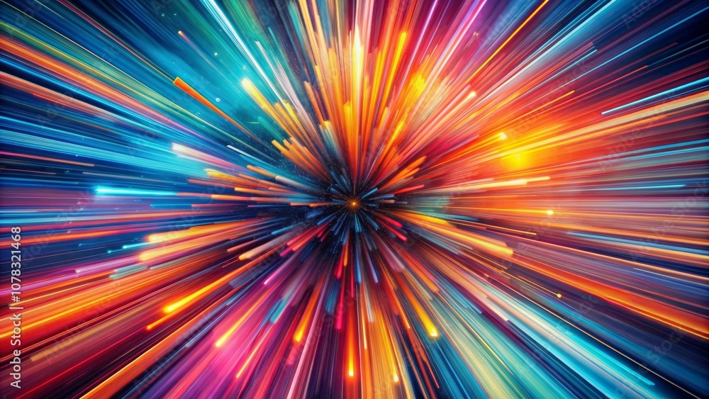 Abstract Radiating Lines - Colorful Light Streaks - Speed and Motion Concept Abstract Radiating Lines - Colorful Light Streaks - Speed and Motion Concept