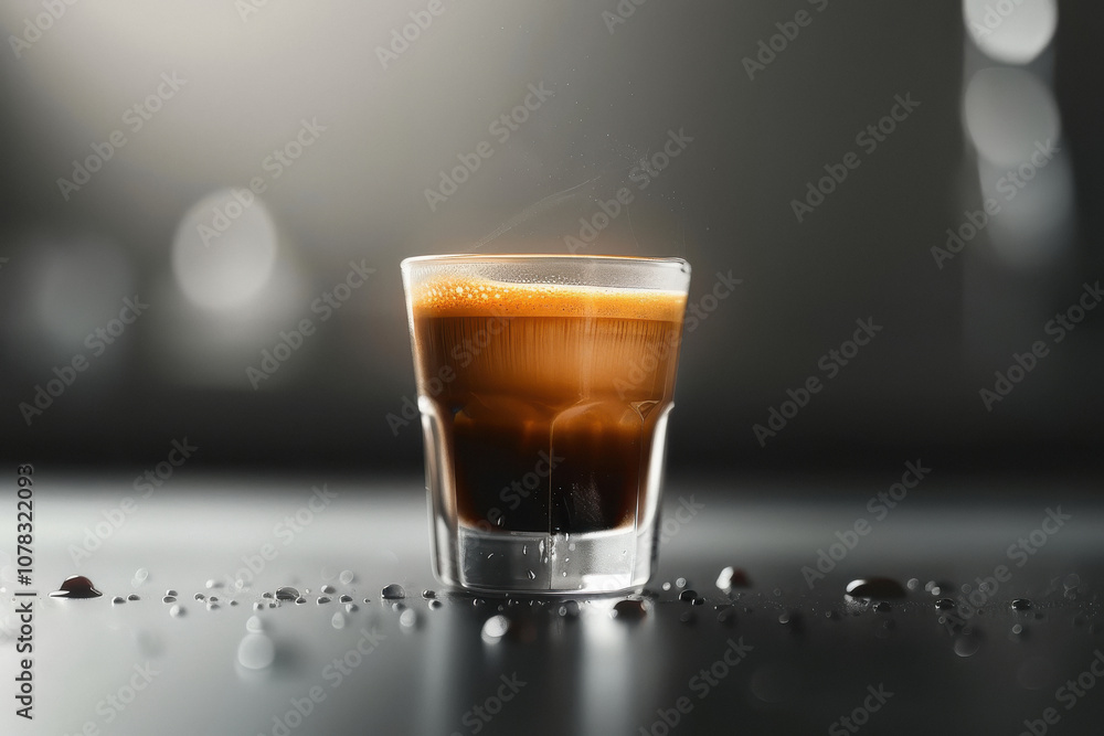 Fresh espresso in glass Fresh espresso in glass