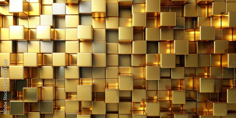 Golden Cube Wall A Geometric Abstract Background of Shiny Cubes Golden Cube Wall A Geometric Abstract Background of Shiny Cubes