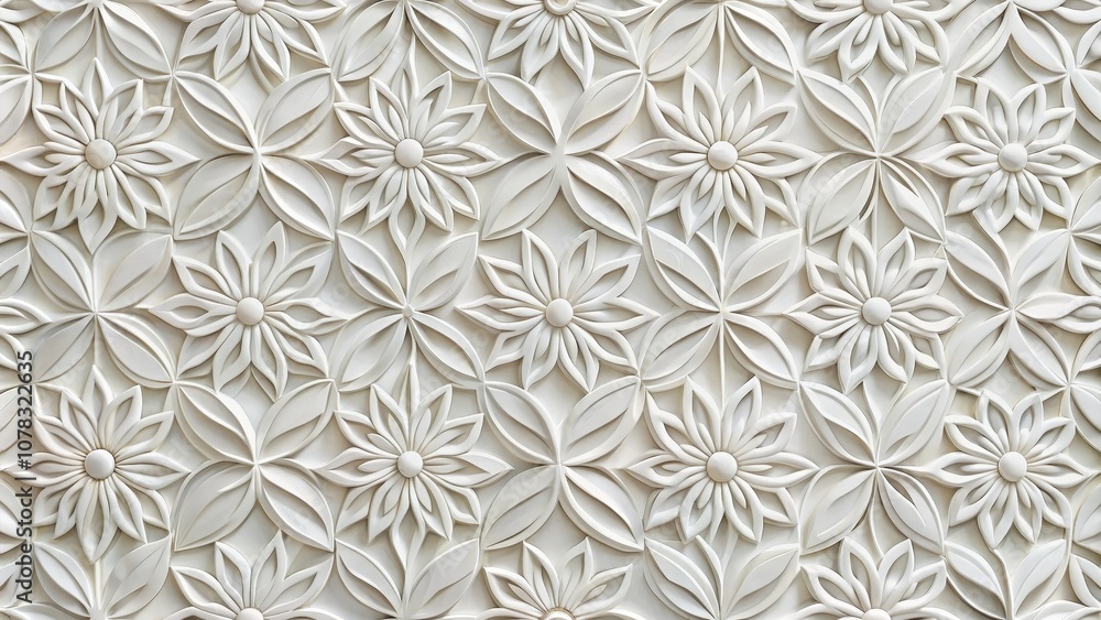 Intricate White Floral Bas-Relief A Geometric Tapestry of Carved Flowers Intricate White Floral Bas-Relief A Geometric Tapestry of Carved Flowers
