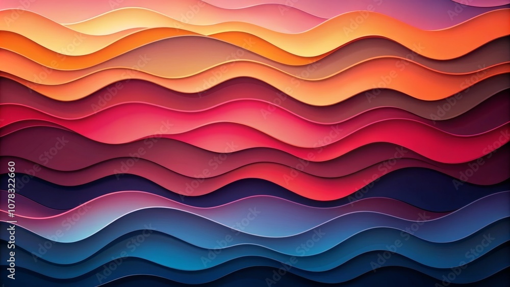 Layered Abstract Wavy Gradient in Warm to Cool Hues - Digital Art Layered Abstract Wavy Gradient in Warm to Cool Hues - Digital Art