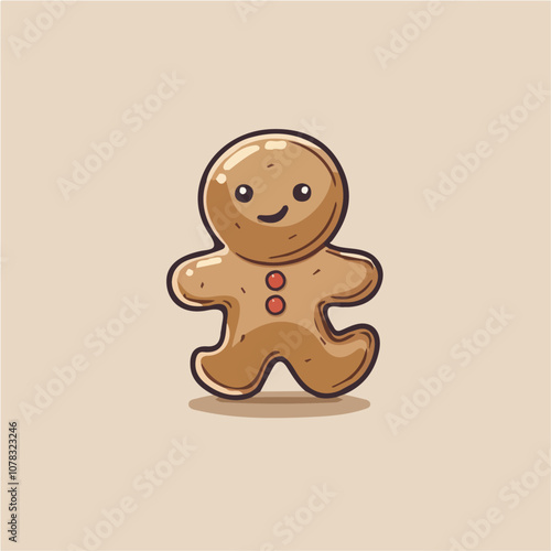 Simple flat 2D icon Christmas gingerbread man isolated on transparent background, vector, flat design, animation design, vector, flat design, animation design, simple flat 2D icon, clipart