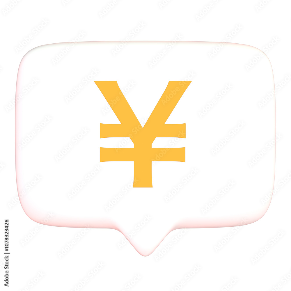 Fototapeta premium ￥の文字の吹き出し3Dアイコン(正面)