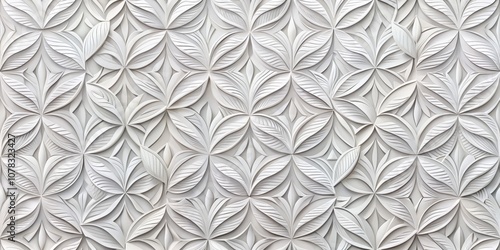 White 3D Floral Pattern A Geometric Carving of Interlocking Leaves