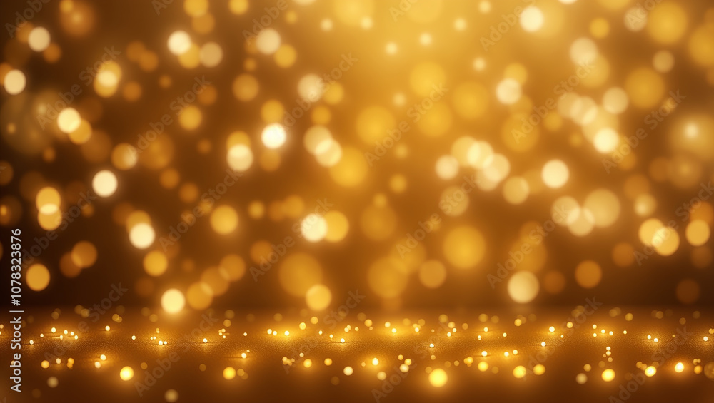 A golden background with many small, bright lights scattered around. A golden background with many small, bright lights scattered around.