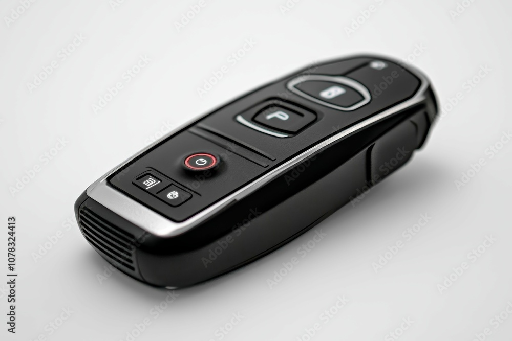 Modern black car key with buttons. Modern black car key with buttons.