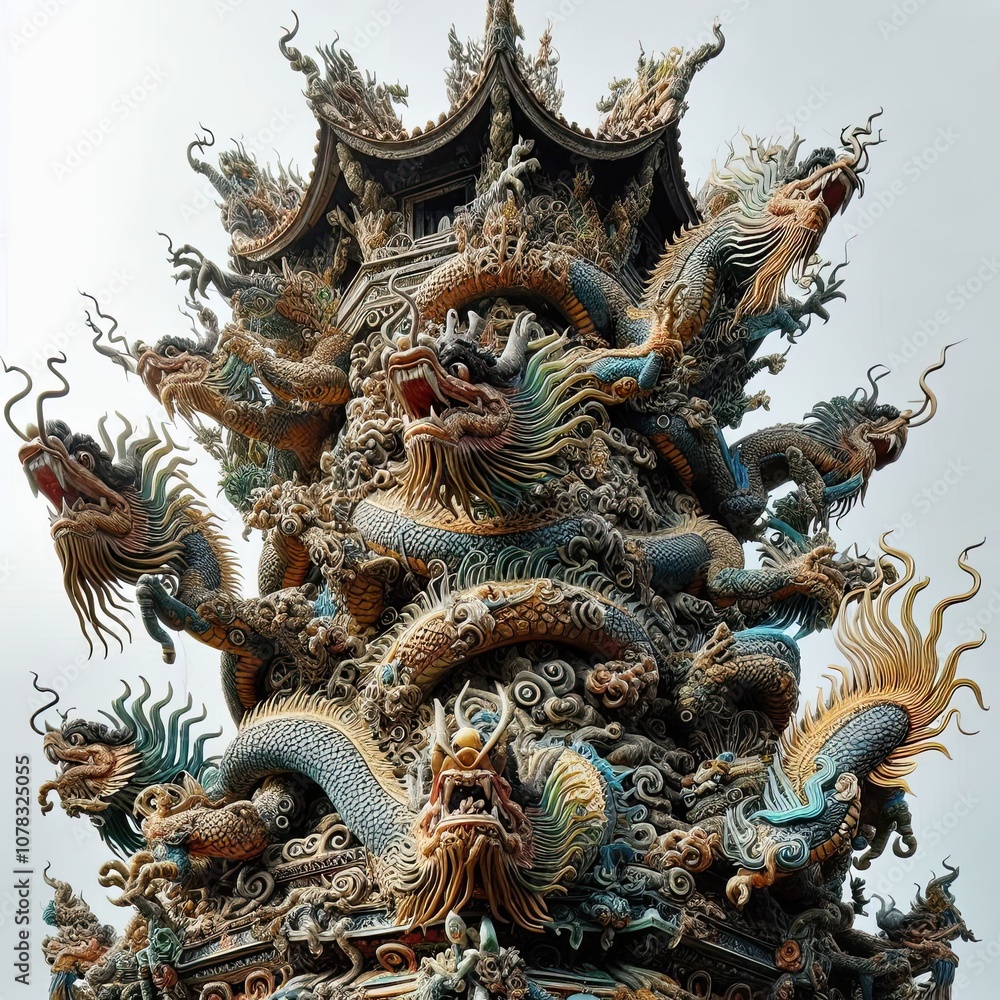 custom made wallpaper toronto digitalAn elaborate sculpture of a dragon wrapped around a tower