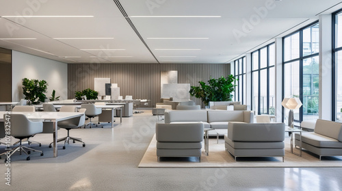 Modern office space with open plan,