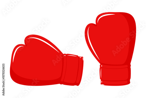 Vector illustration of red boxing gloves on transparent background
