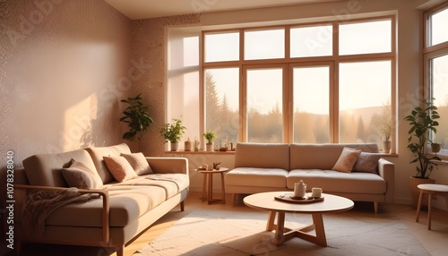 Scandinavian living room interior design zoom background,Doodle Galaxy patterned wallpaper graphics