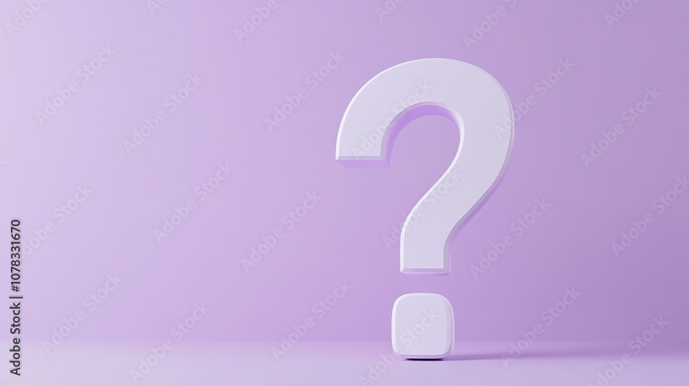 A white question mark on a purple background. A white question mark on a purple background.