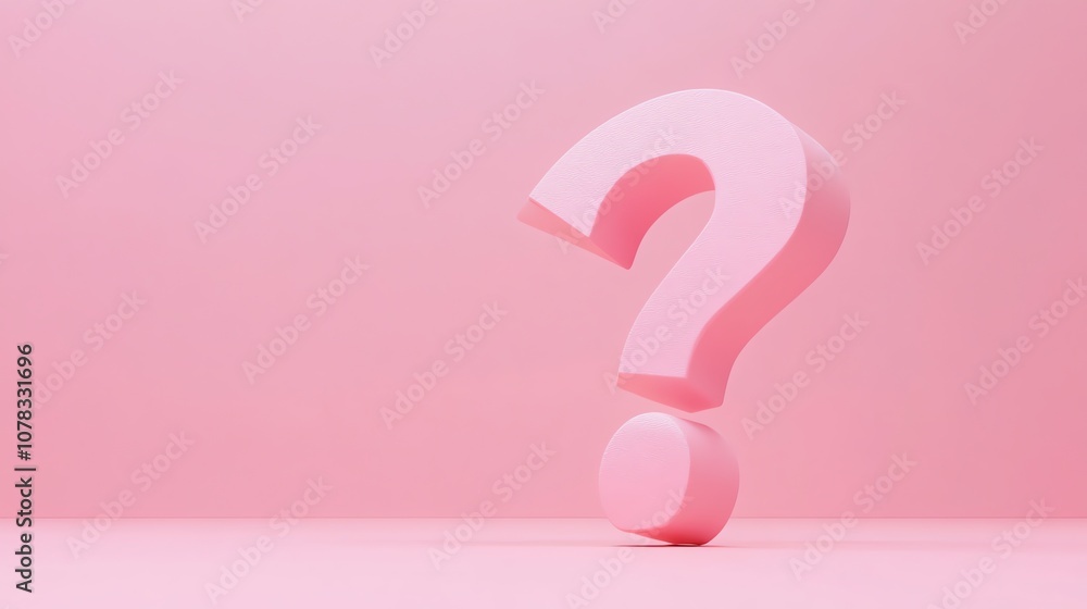 A pink question mark on a pink background. A pink question mark on a pink background.