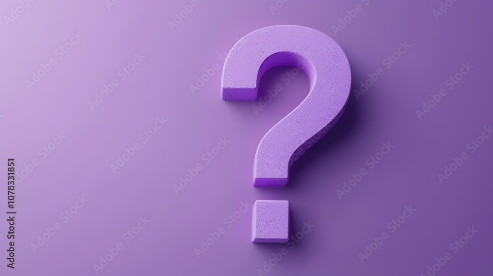 A purple question mark on a purple background.