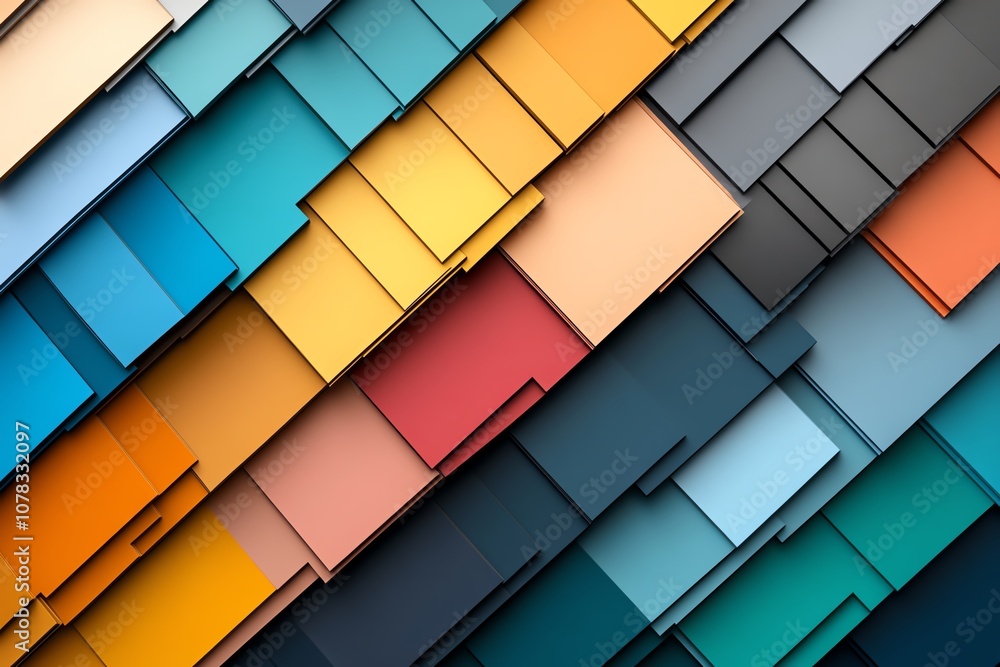 Colorful abstract geometric pattern with overlapping rectangles creates visual depth and texture. Colorful abstract geometric pattern with overlapping rectangles creates visual depth and texture.