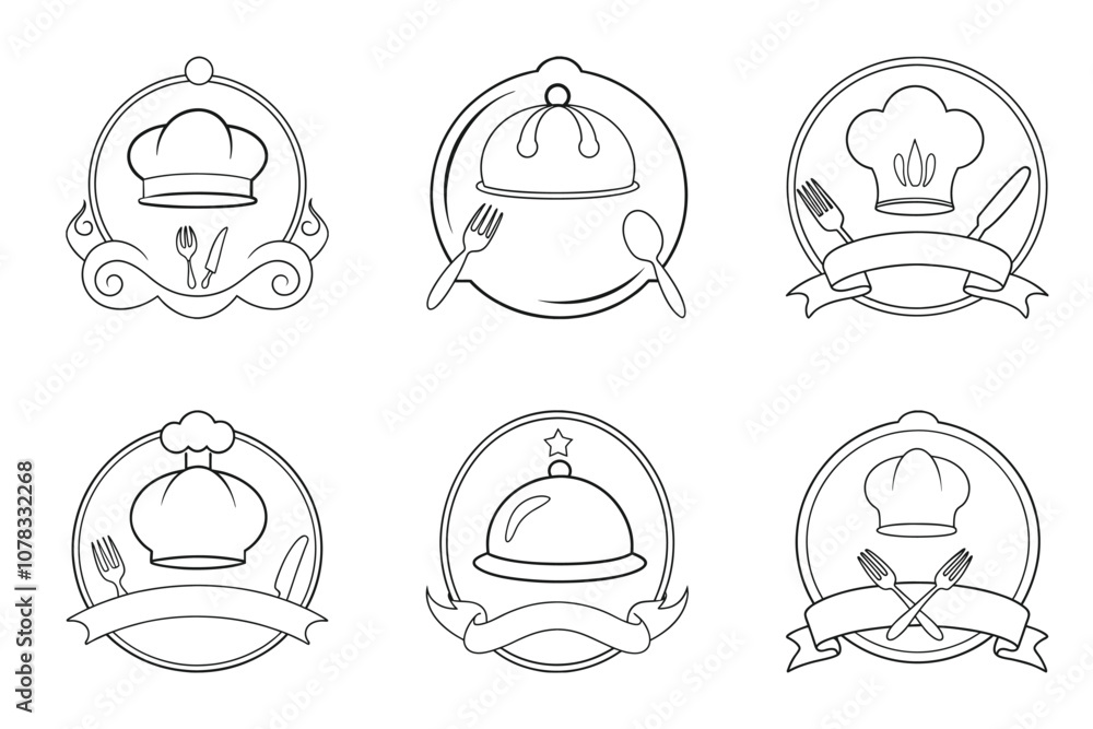 Restaurant icon set in line art vector Restaurant icon set in line art vector