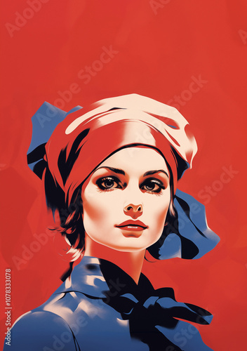 French patriotic vintage poster, portraying Marianne tricolor, symbolizing liberty, feminism, and revolution.