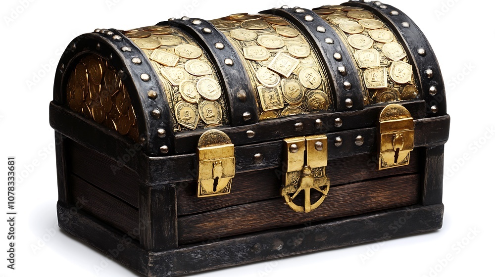 Antique Wooden Chest with Money Antique Wooden Chest with Money