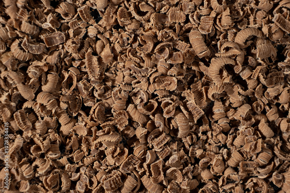 Grated natural organic chocolate shavings macro Grated natural organic chocolate shavings macro