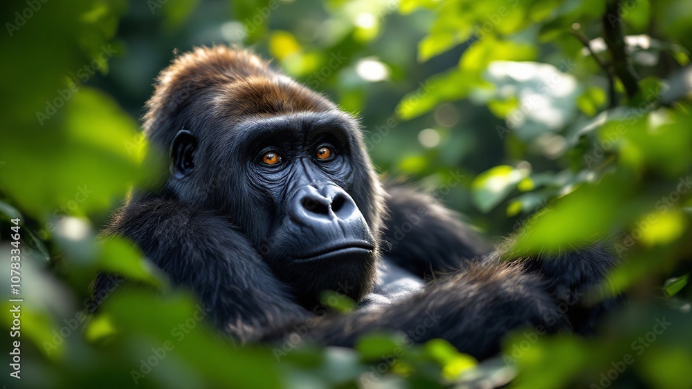 Portrait of A gorilla in its habitat professional documentary photography Portrait of A gorilla in its habitat professional documentary photography