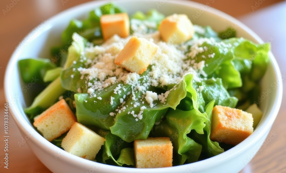 Fresh green salad with croutons. Fresh green salad with croutons.
