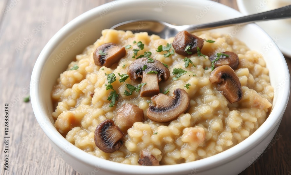 Delicious risotto with mushrooms and herbs Delicious risotto with mushrooms and herbs