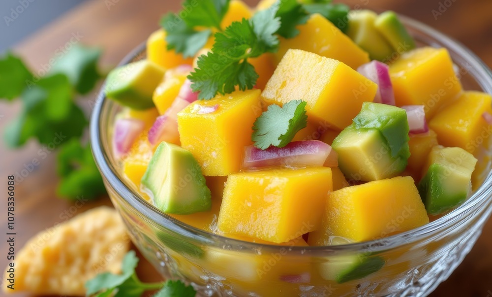Fresh mango and avocado salad with herbs Fresh mango and avocado salad with herbs