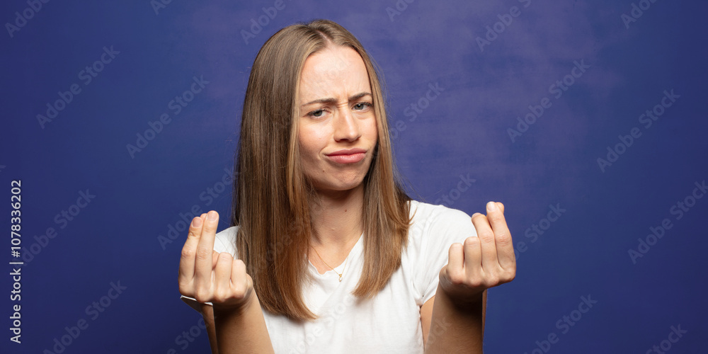 feeling sad and stressed, no money gesture, with a negative and anxious look feeling sad and stressed, no money gesture, with a negative and anxious look