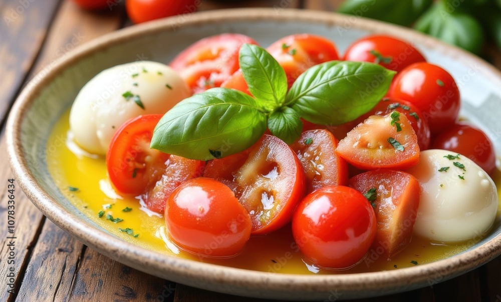 Fresh salad with cherry tomatoes and basil Fresh salad with cherry tomatoes and basil